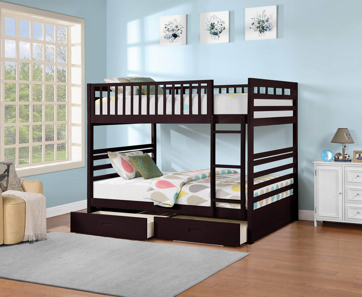 IFDC Fraser Full over Full Bunk Bed with Storage Drawers and Solid Wood, image 1