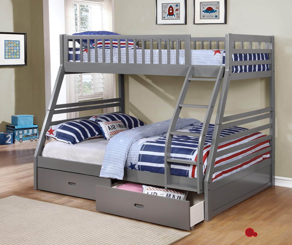 IFDC Fraser Twin over Full Bunk Bed with Storage Drawers and Solid Wood, image 3