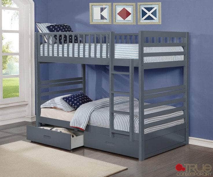 IFDC Fraser Twin over Twin Bunk Bed with Storage Drawers and Solid Wood, image 3