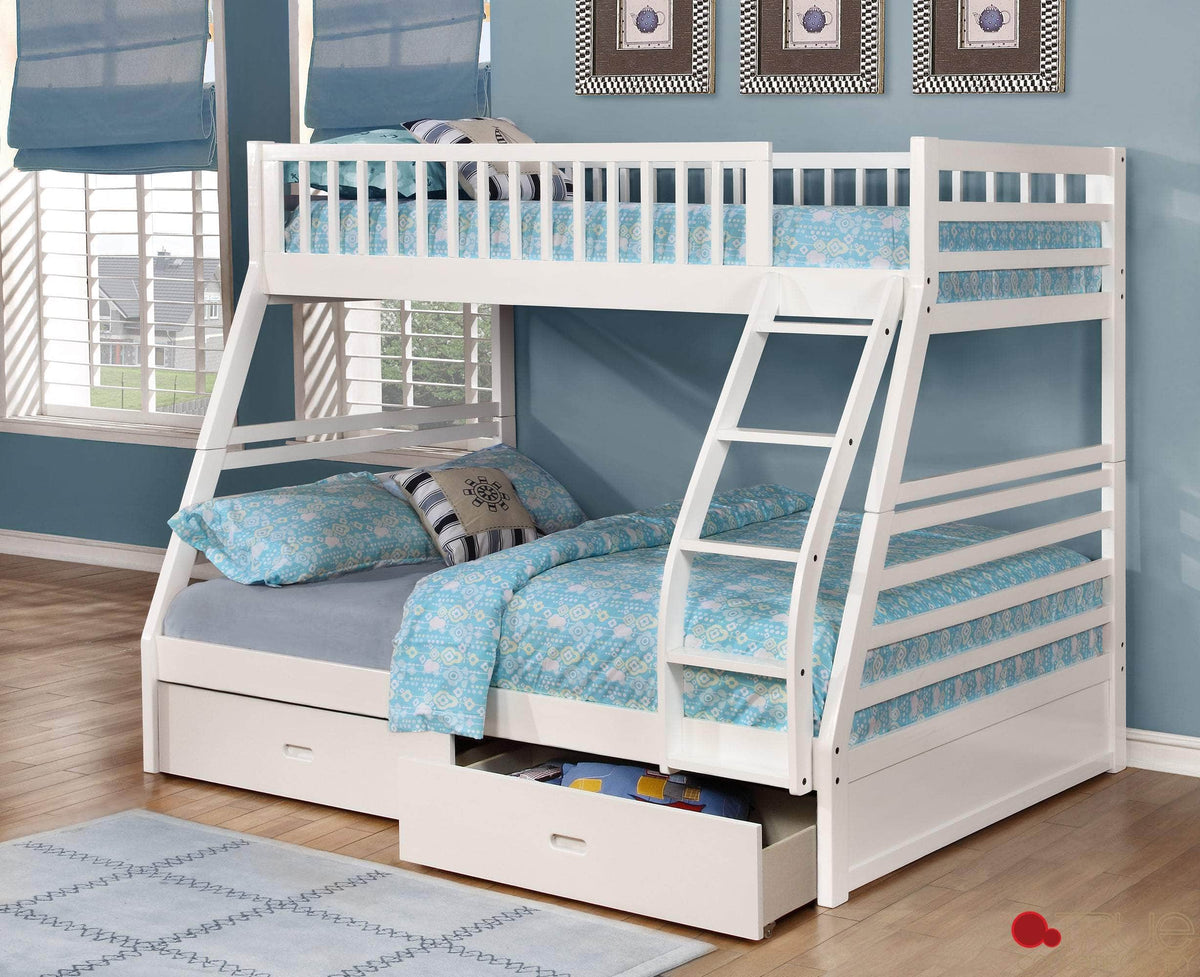 IFDC Fraser Twin over Full Bunk Bed with Storage Drawers and Solid Wood, image 1
