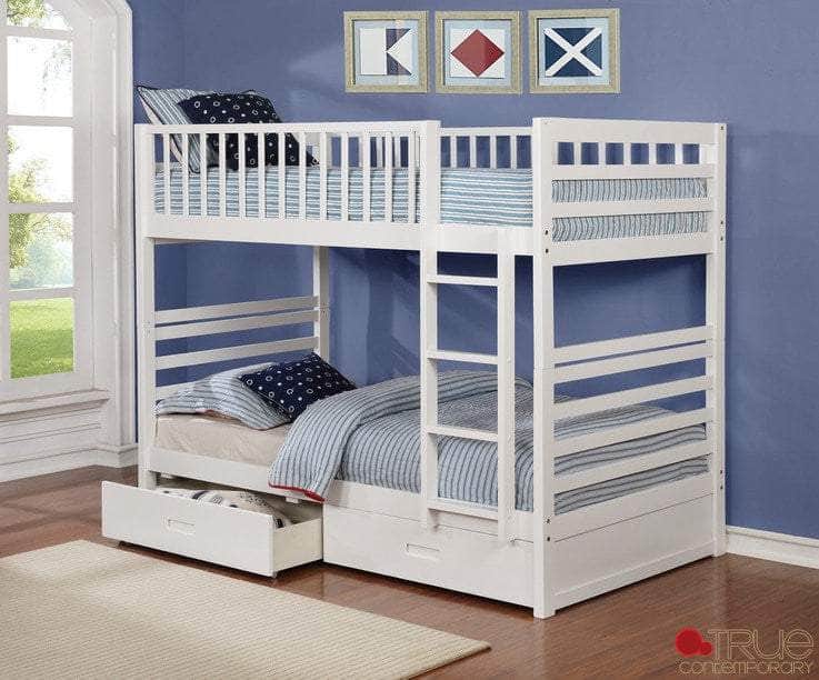 IFDC Fraser Twin over Twin Bunk Bed with Storage Drawers and Solid Wood, image 1
