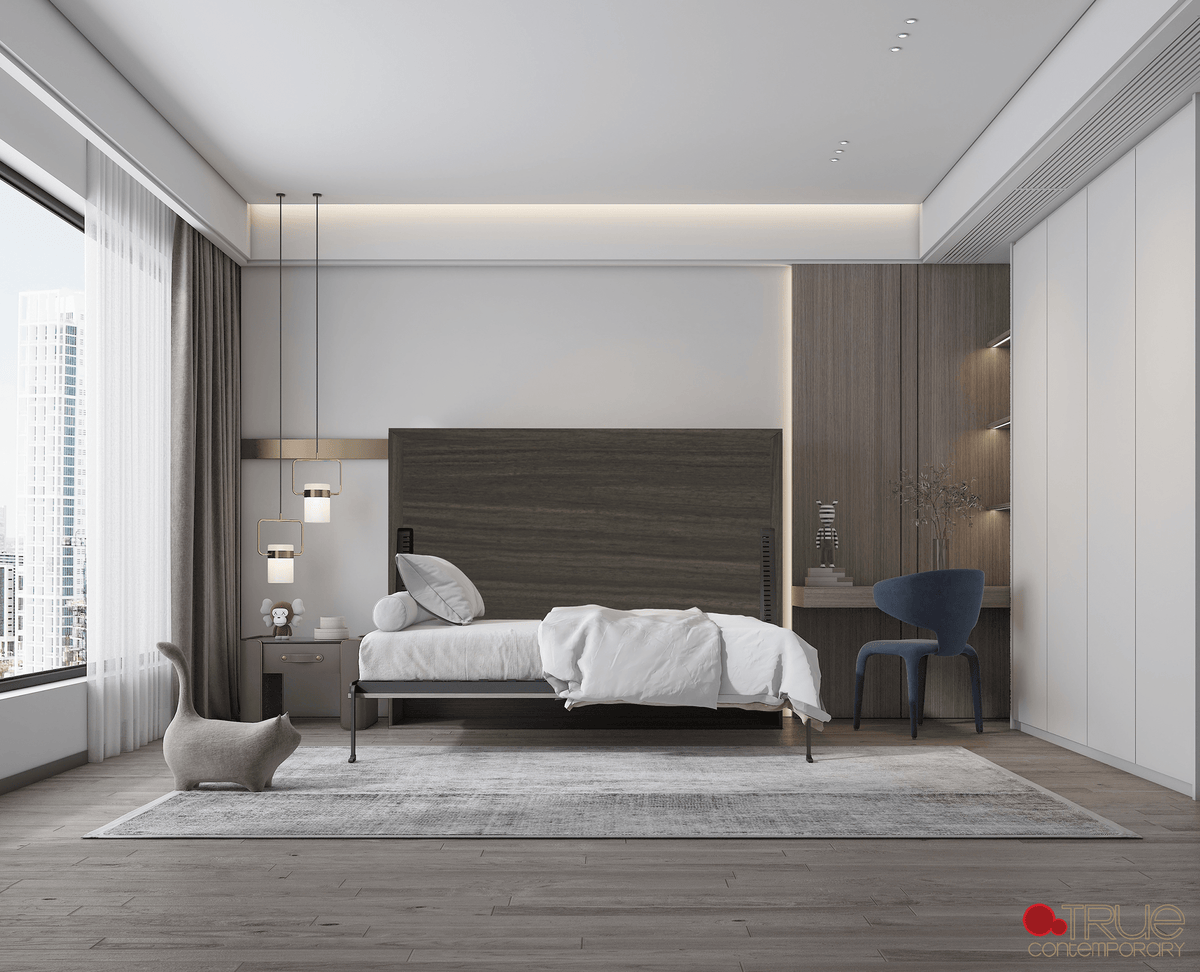 True Contemporary Heidi II Brown Horizontal Murphy Wall Pull Down Bed, image 5