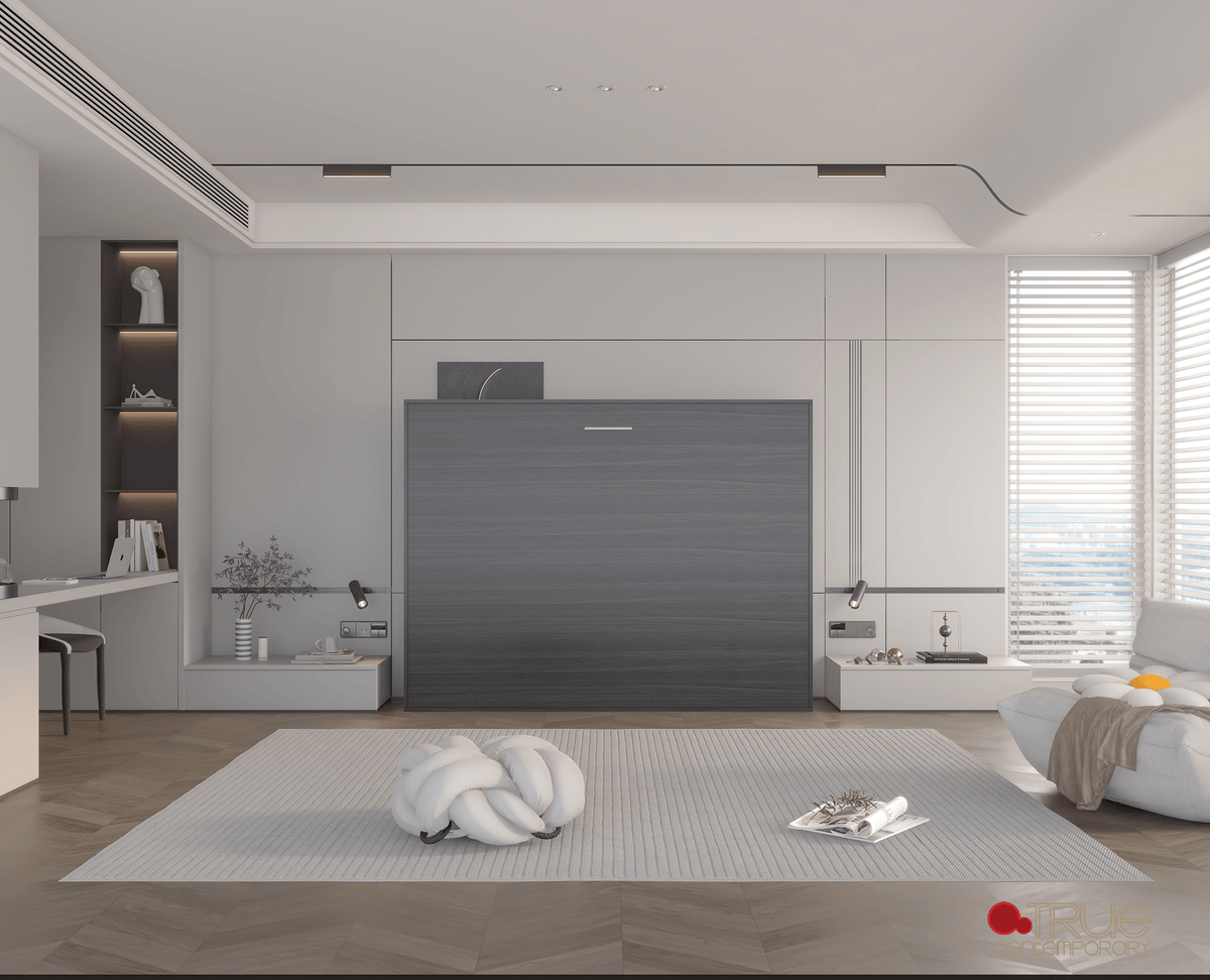 True Contemporary Heidi II Rustic Grey Horizontal Murphy Wall Pull Down Bed, image 3