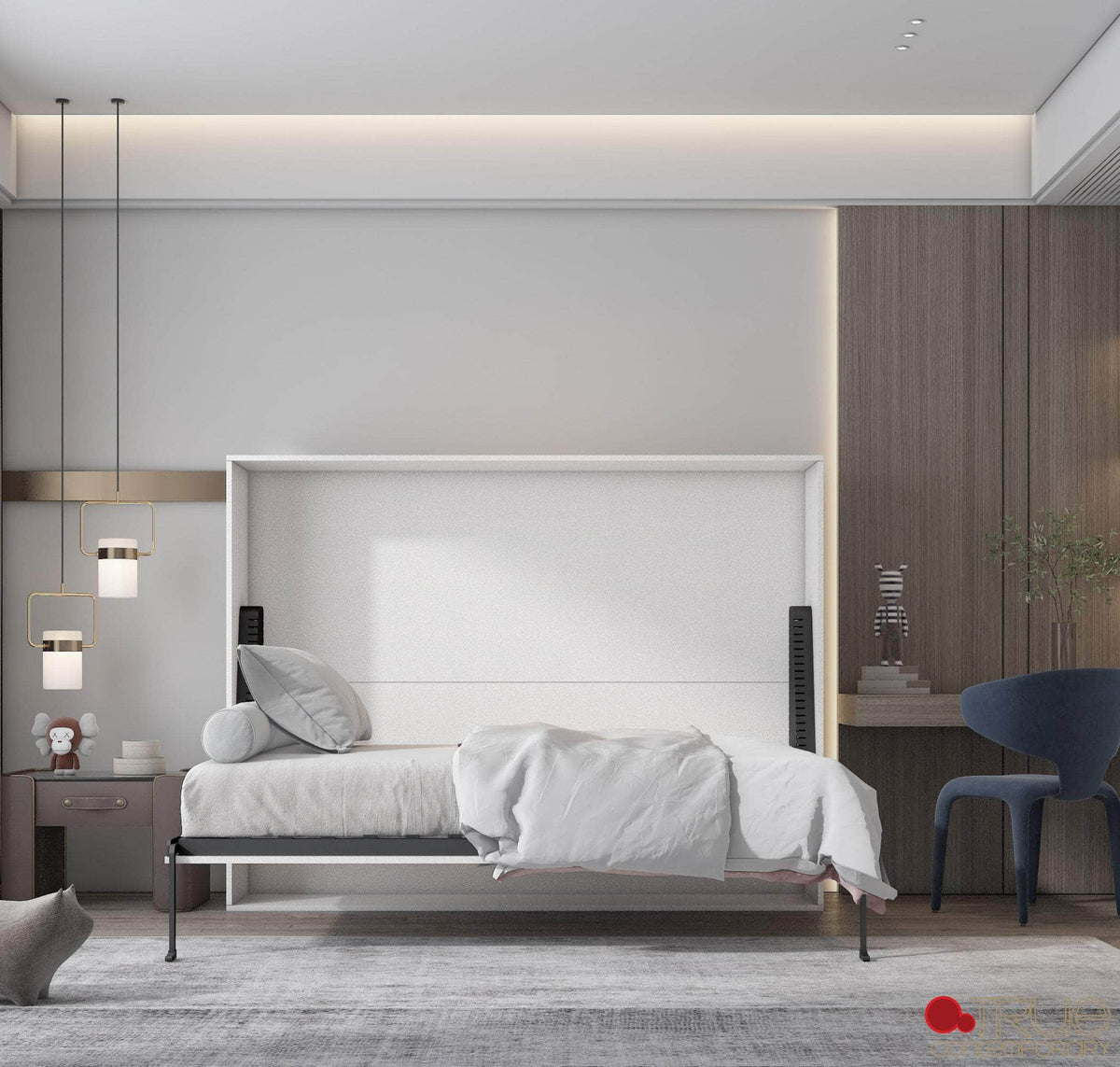 True Contemporary Heidi II White Horizontal Murphy Wall Pull Down Bed, image 1