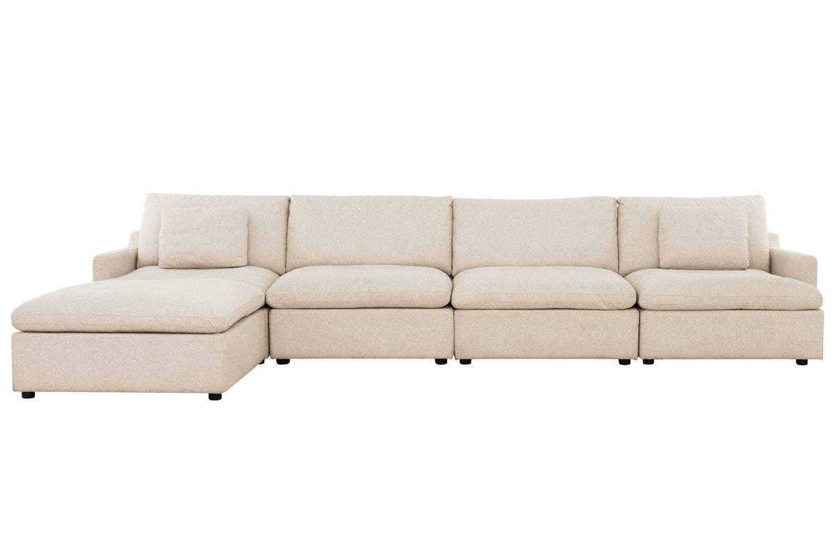 Urban Cali Long Beach 162" Wide Large Modular Sectional Sofa with Ottoman, image 8