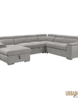 Urban Cali Bel Air 123.5" Wide Large Modular Sleeper Sectional Sofa Bed with Storage Chaise in Thora Stone, image 9