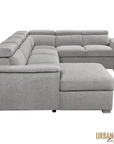Urban Cali Bel Air 123.5" Wide Large Modular Sleeper Sectional Sofa Bed with Storage Chaise in Thora Stone, image 13