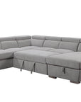 Urban Cali Bel Air 123.5" Wide Large Modular Sleeper Sectional Sofa Bed with Storage Chaise in Thora Stone, image 21