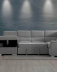 Urban Cali Bel Air 123.5" Wide Large Modular Sleeper Sectional Sofa Bed with Storage Chaise in Thora Stone, image 4
