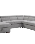 Urban Cali Bel Air 123.5" Wide Large Modular Sleeper Sectional Sofa Bed with Storage Chaise in Thora Stone, image 10