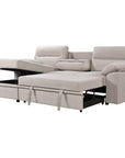 Urban Cali Malibu 94.5" Wide Sleeper Sectional Sofa Bed with Pull Down Tray, Cupholders Wireless Charger and Storage Chaise, image 3