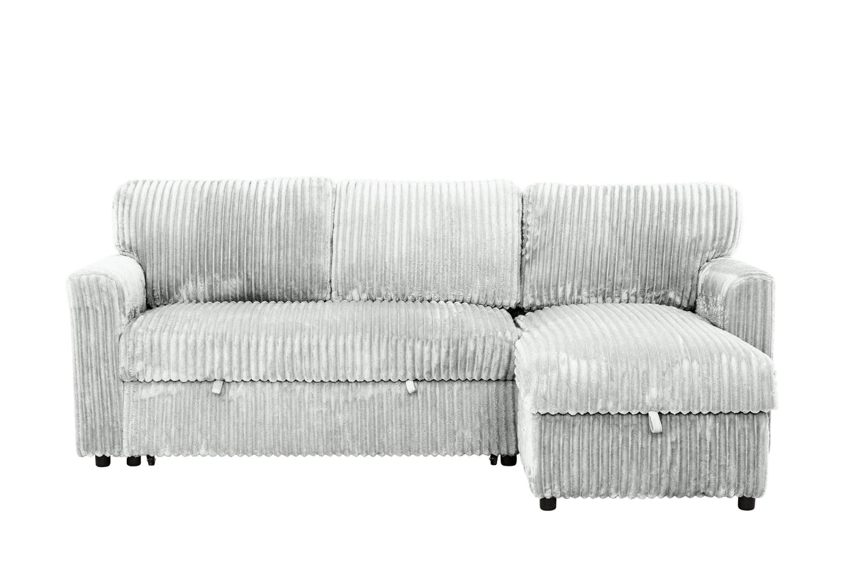 Urban Cali Calabasas Minky Corduroy 89.5" Wide Reversible Sleeper Sectional Sofa Bed with Storage Chaise, image 3