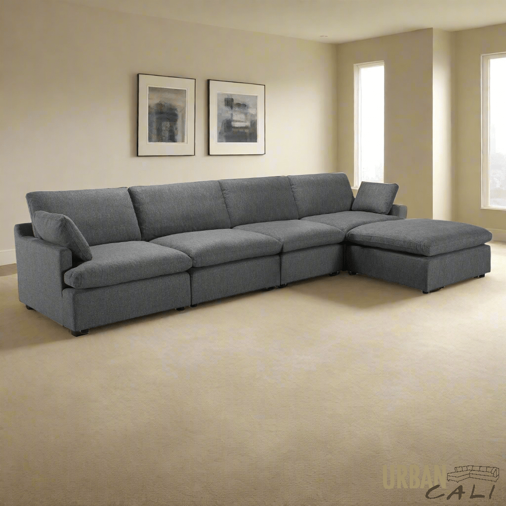Urban Cali Long Beach 162" Wide Large Modular Sectional Sofa with Ottoman, image 2