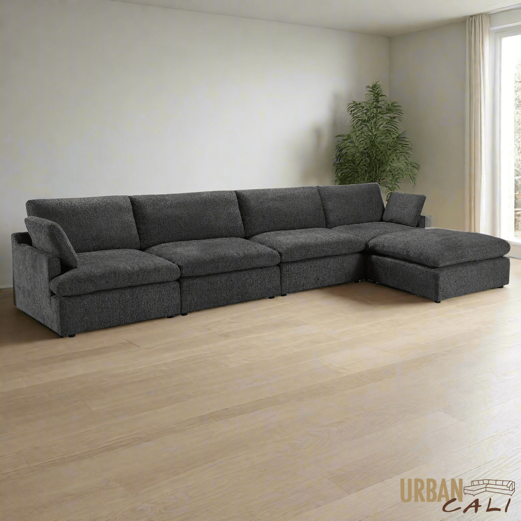 Urban Cali Long Beach 162" Wide Large Modular Sectional Sofa with Ottoman, image 3
