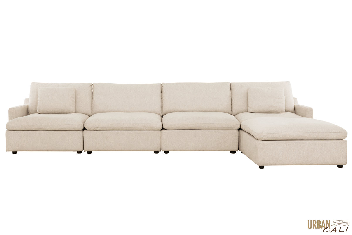 Urban Cali Long Beach 162" Wide Large Modular Sectional Sofa with Ottoman, image 5