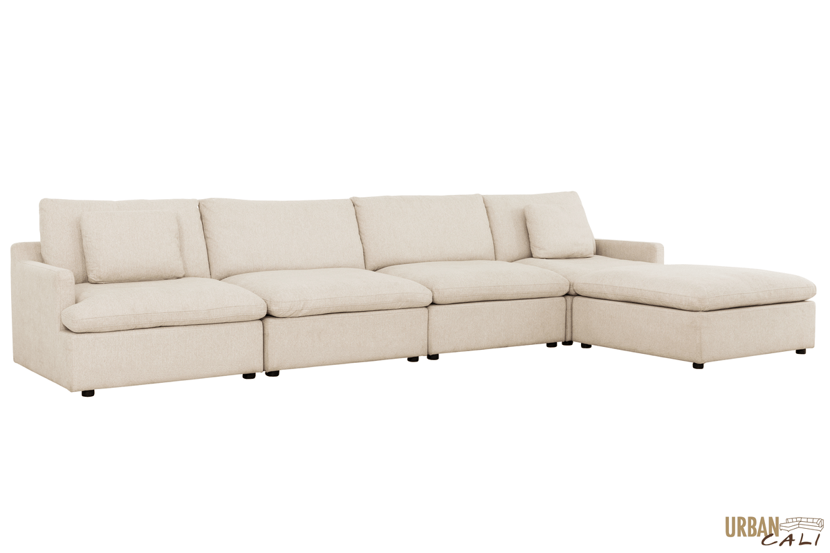 Urban Cali Long Beach 162" Wide Large Modular Sectional Sofa with Ottoman, image 4
