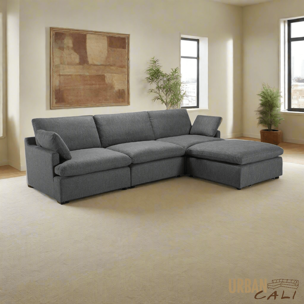 Urban Cali Long Beach 121.5" Wide Medium Modular Sectional Sofa with Ottoman, image 1