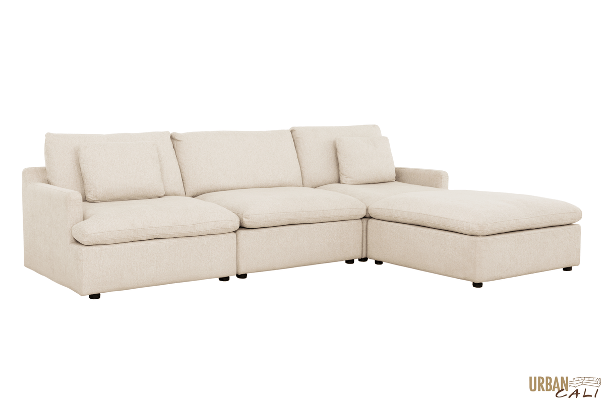 Urban Cali Long Beach 121.5" Wide Medium Modular Sectional Sofa with Ottoman, image 4