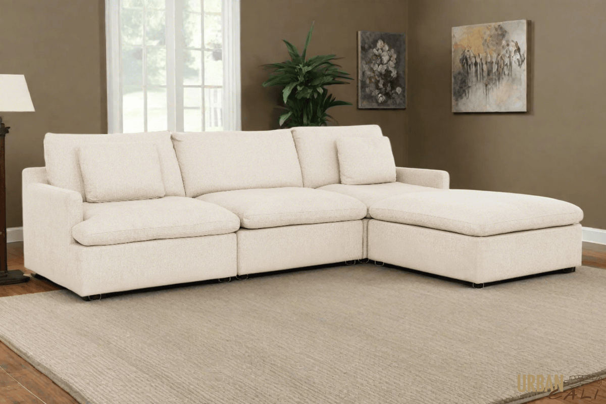 Urban Cali Long Beach 121.5" Wide Medium Modular Sectional Sofa with Ottoman, image 2