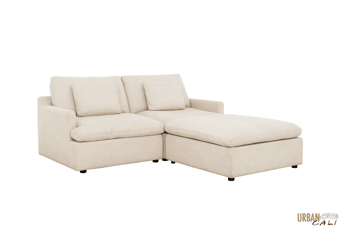 Urban Cali Long Beach 81" Wide Small Modular Sectional Sofa with Ottoman, image 4