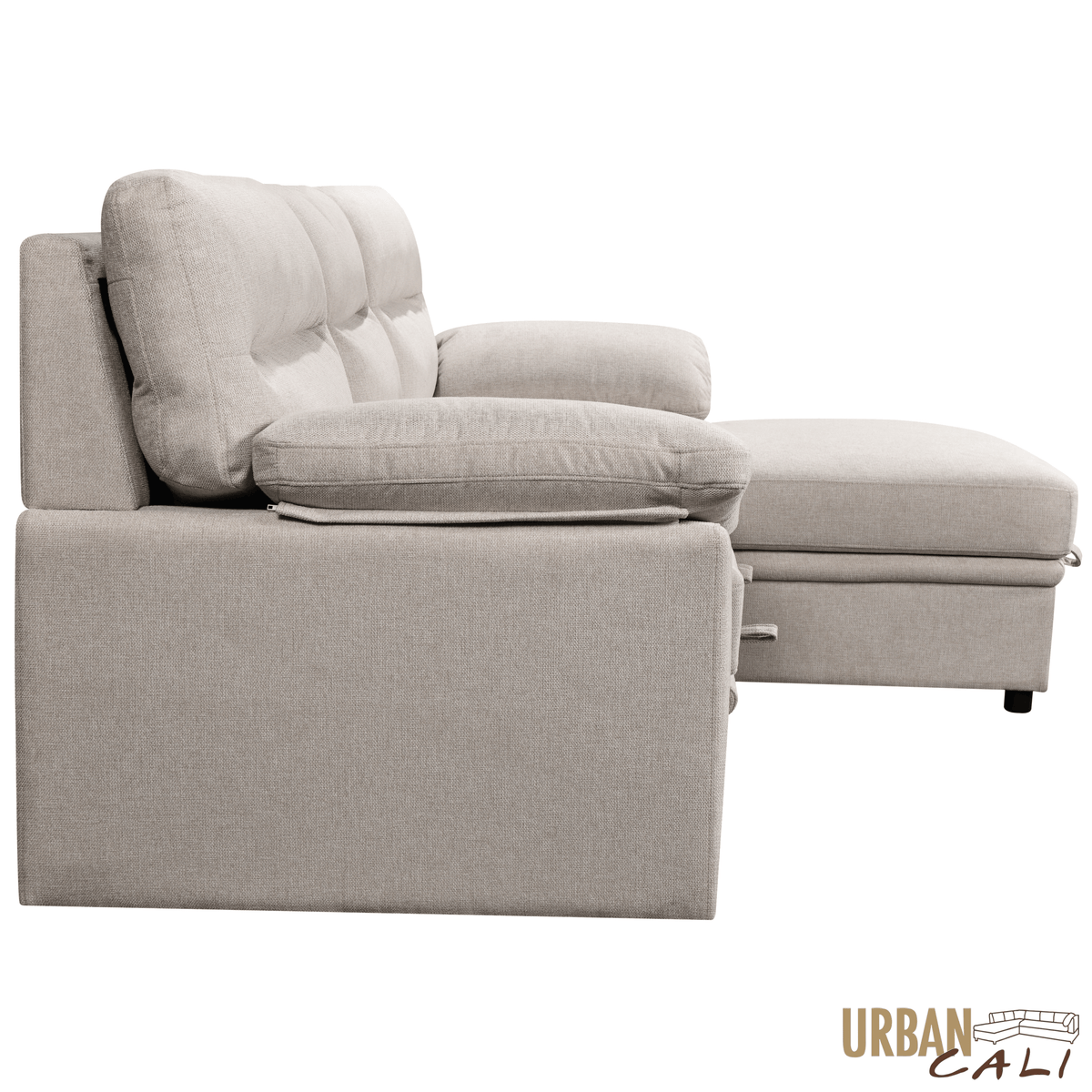 Urban Cali Malibu 94.5" Wide Sleeper Sectional Sofa Bed with Pull Down Tray, Cupholders Wireless Charger and Storage Chaise, image 21