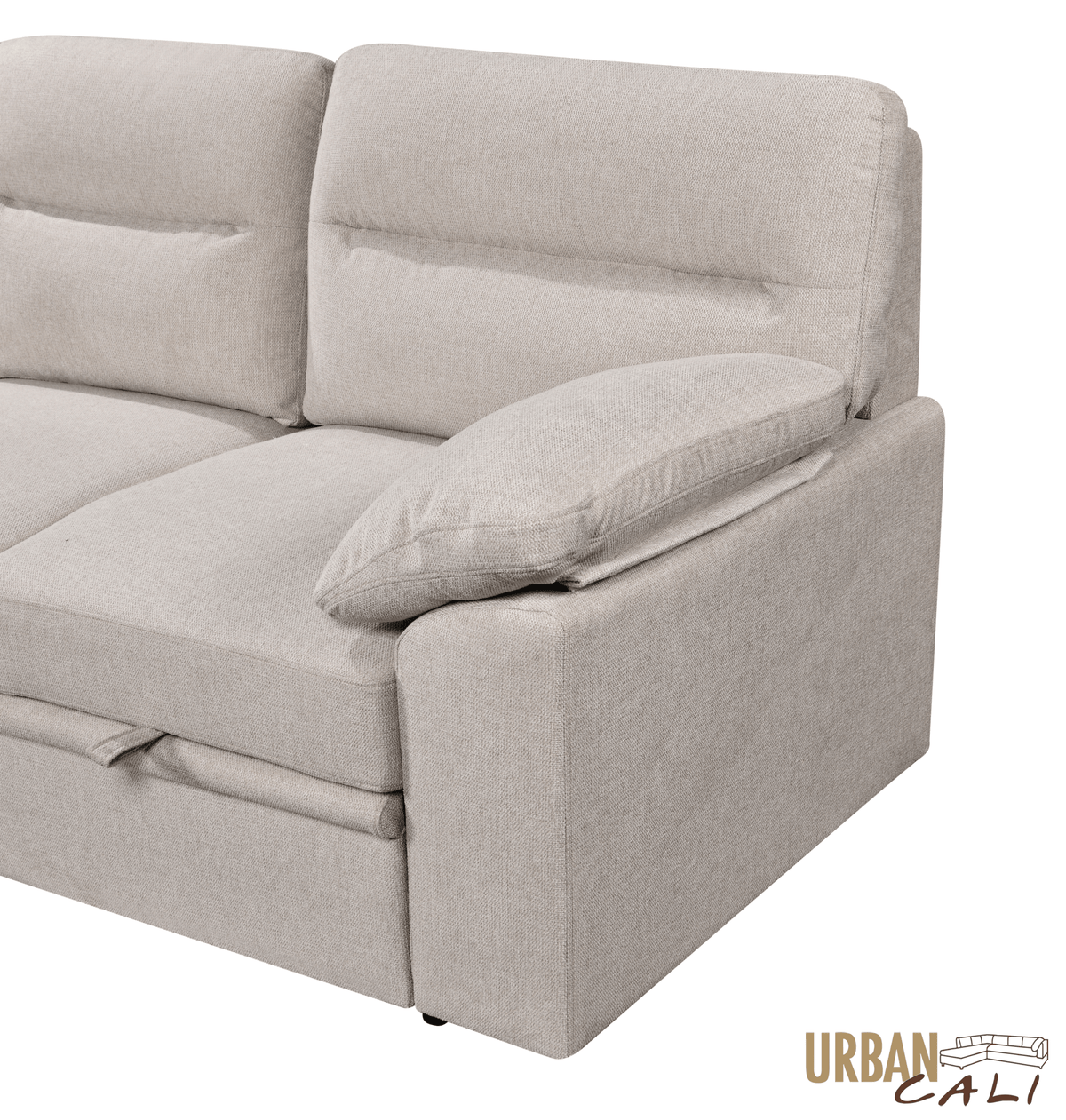 Urban Cali Malibu 94.5" Wide Sleeper Sectional Sofa Bed with Pull Down Tray, Cupholders Wireless Charger and Storage Chaise, image 24