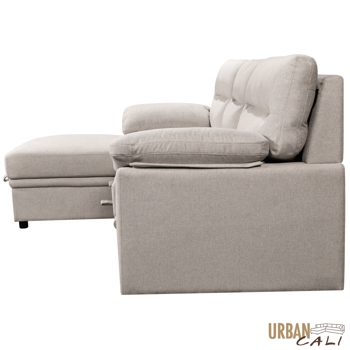 Urban Cali Malibu 94.5" Wide Sleeper Sectional Sofa Bed with Pull Down Tray, Cupholders Wireless Charger and Storage Chaise, image 10