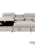 Urban Cali Malibu 94.5" Wide Sleeper Sectional Sofa Bed with Pull Down Tray, Cupholders Wireless Charger and Storage Chaise, image 7