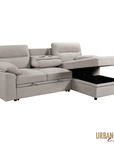 Urban Cali Malibu 94.5" Wide Sleeper Sectional Sofa Bed with Pull Down Tray, Cupholders Wireless Charger and Storage Chaise, image 19