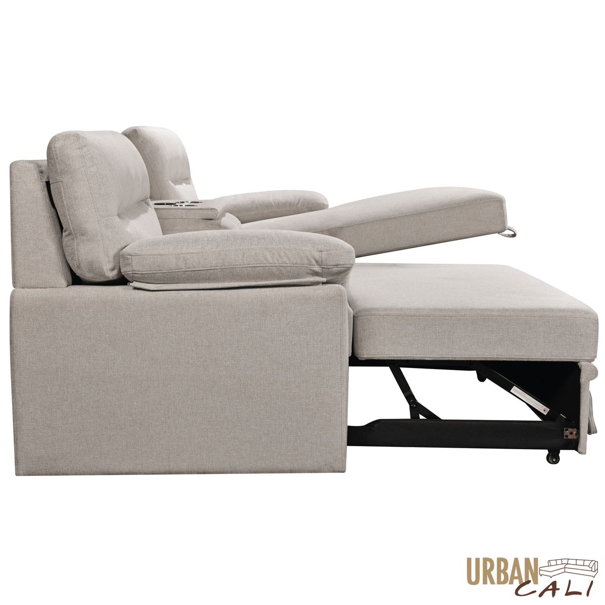 Urban Cali Malibu 94.5" Wide Sleeper Sectional Sofa Bed with Pull Down Tray, Cupholders Wireless Charger and Storage Chaise, image 20