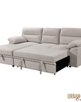 Urban Cali Malibu 94.5" Wide Sleeper Sectional Sofa Bed with Pull Down Tray, Cupholders Wireless Charger and Storage Chaise, image 5