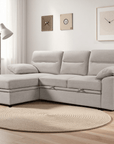 Urban Cali Malibu 94.5" Wide Sleeper Sectional Sofa Bed with Pull Down Tray, Cupholders Wireless Charger and Storage Chaise, image 2