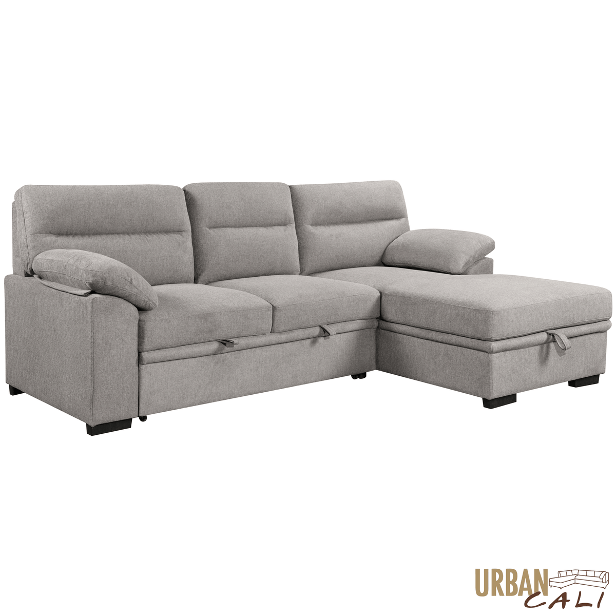Urban Cali Malibu 94.5" Wide Sleeper Sectional Sofa Bed with Pull Down Tray, Cupholders Wireless Charger and Storage Chaise, image 40