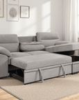 Urban Cali Malibu 94.5" Wide Sleeper Sectional Sofa Bed with Pull Down Tray, Cupholders Wireless Charger and Storage Chaise, image 35
