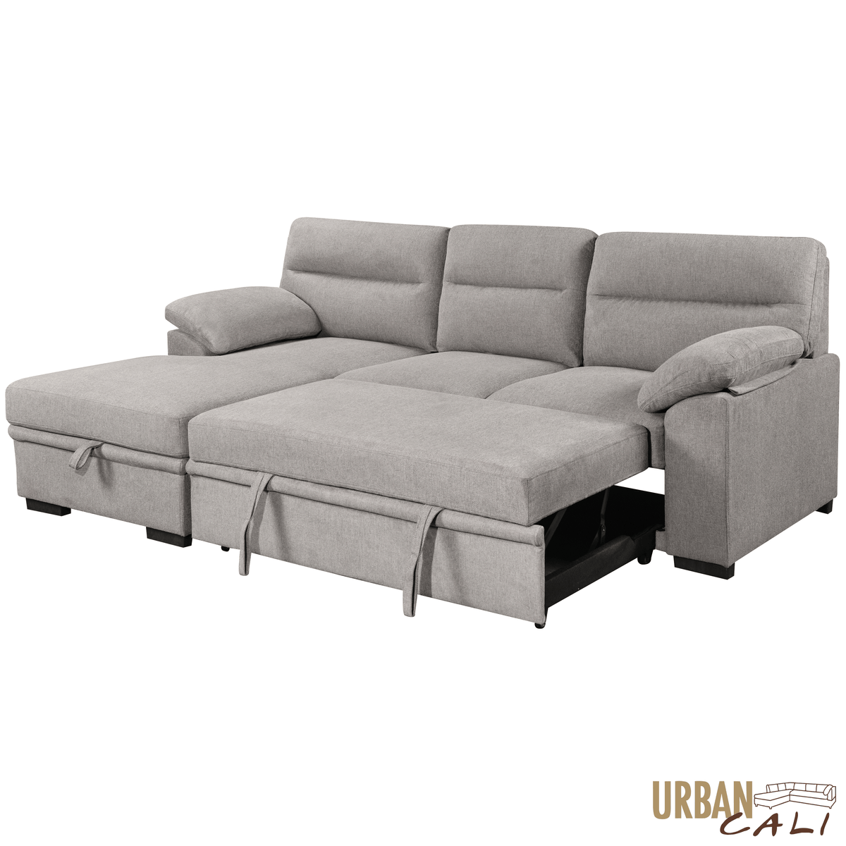 Urban Cali Malibu 94.5" Wide Sleeper Sectional Sofa Bed with Pull Down Tray, Cupholders Wireless Charger and Storage Chaise, image 31