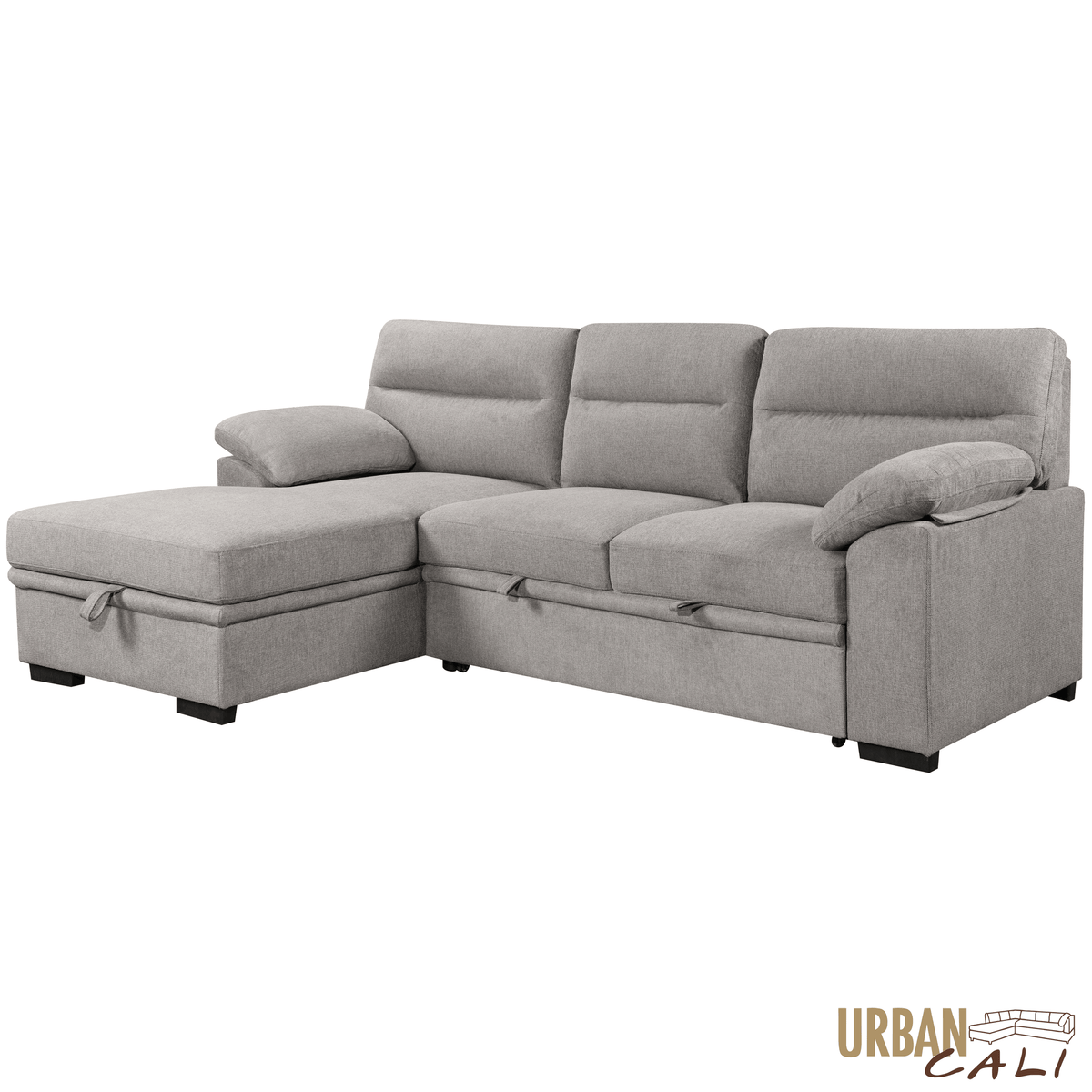 Urban Cali Malibu 94.5" Wide Sleeper Sectional Sofa Bed with Pull Down Tray, Cupholders Wireless Charger and Storage Chaise, image 32