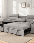 Urban Cali Malibu 94.5" Wide Sleeper Sectional Sofa Bed with Pull Down Tray, Cupholders Wireless Charger and Storage Chaise, image 27