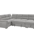 Urban Cali Bel Air 123.5" Wide Large Modular Sleeper Sectional Sofa Bed with Storage Chaise in Thora Stone, image 20