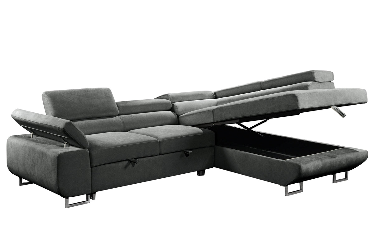 Urban Cali Hollywood 107.5" Wide Sleeper Sectional Sofa Bed with Adjustable Headrests and Storage Chaise, image 18