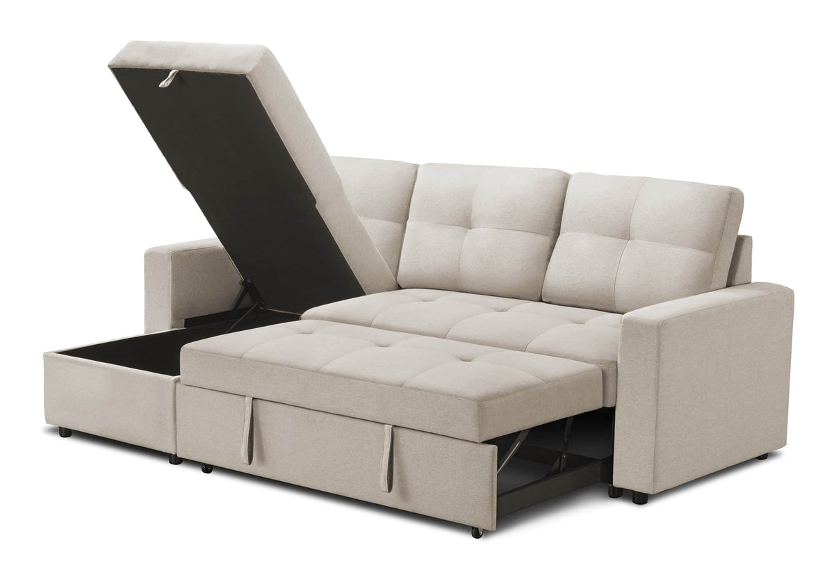 Urban Cali Venice 89.5" Wide Sleeper Sectional Sofa Bed with Reversible Storage Chaise, image 30