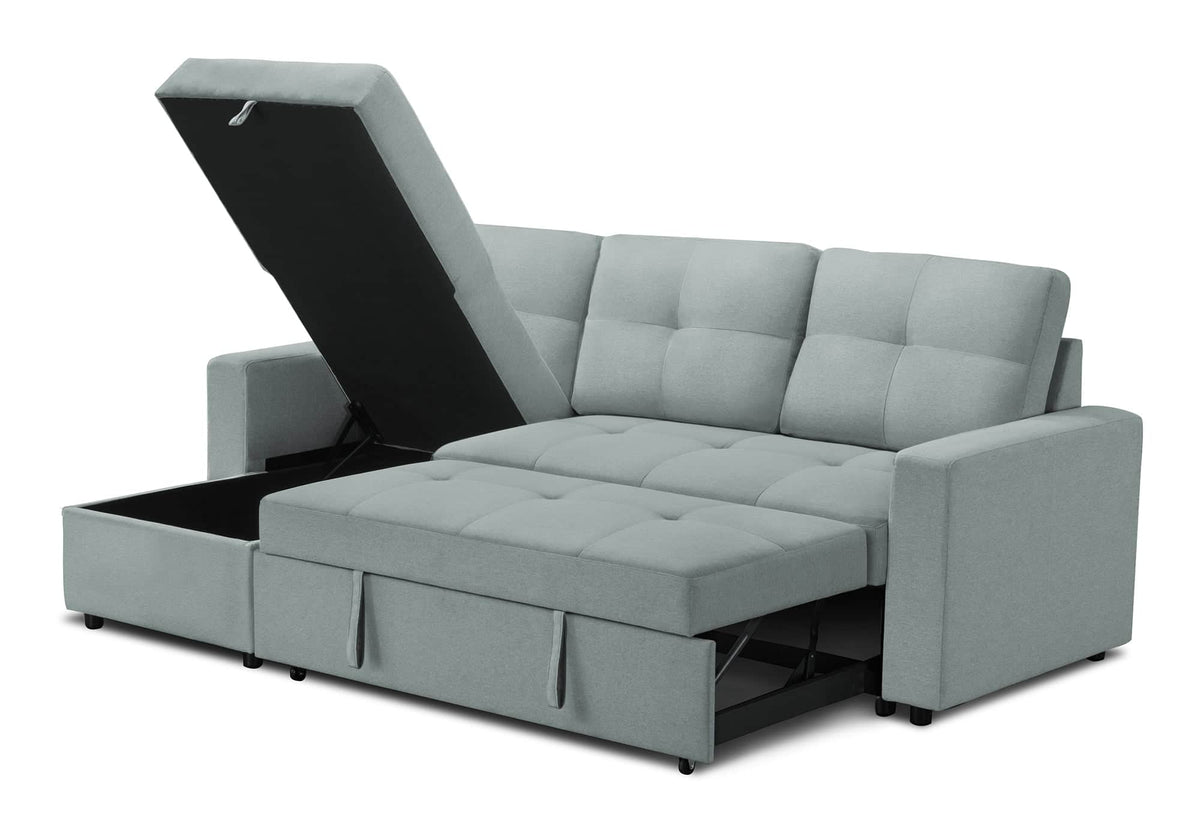 Urban Cali Venice 89.5" Wide Sleeper Sectional Sofa Bed with Reversible Storage Chaise, image 31