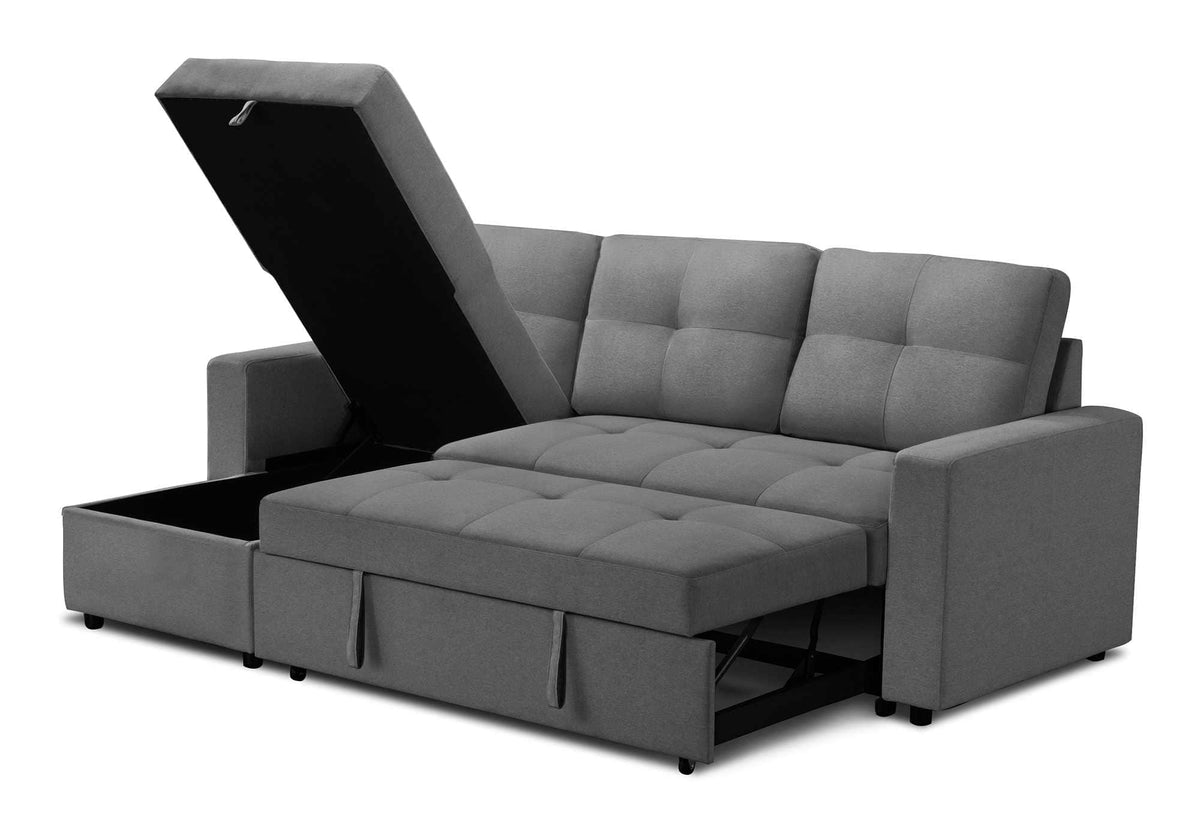 Urban Cali Venice 89.5" Wide Sleeper Sectional Sofa Bed with Reversible Storage Chaise, image 33