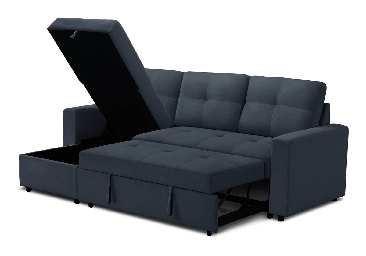 Urban Cali Venice 89.5" Wide Sleeper Sectional Sofa Bed with Reversible Storage Chaise, image 34