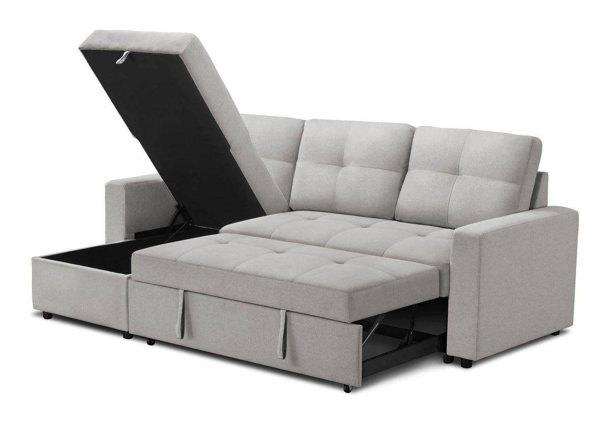Urban Cali Venice 89.5" Wide Sleeper Sectional Sofa Bed with Reversible Storage Chaise, image 35