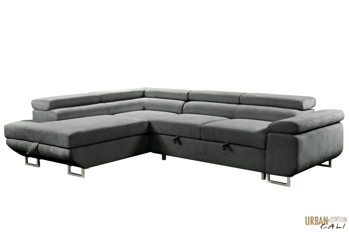 Urban Cali Hollywood 107.5" Wide Sleeper Sectional Sofa Bed with Adjustable Headrests and Storage Chaise, image 22