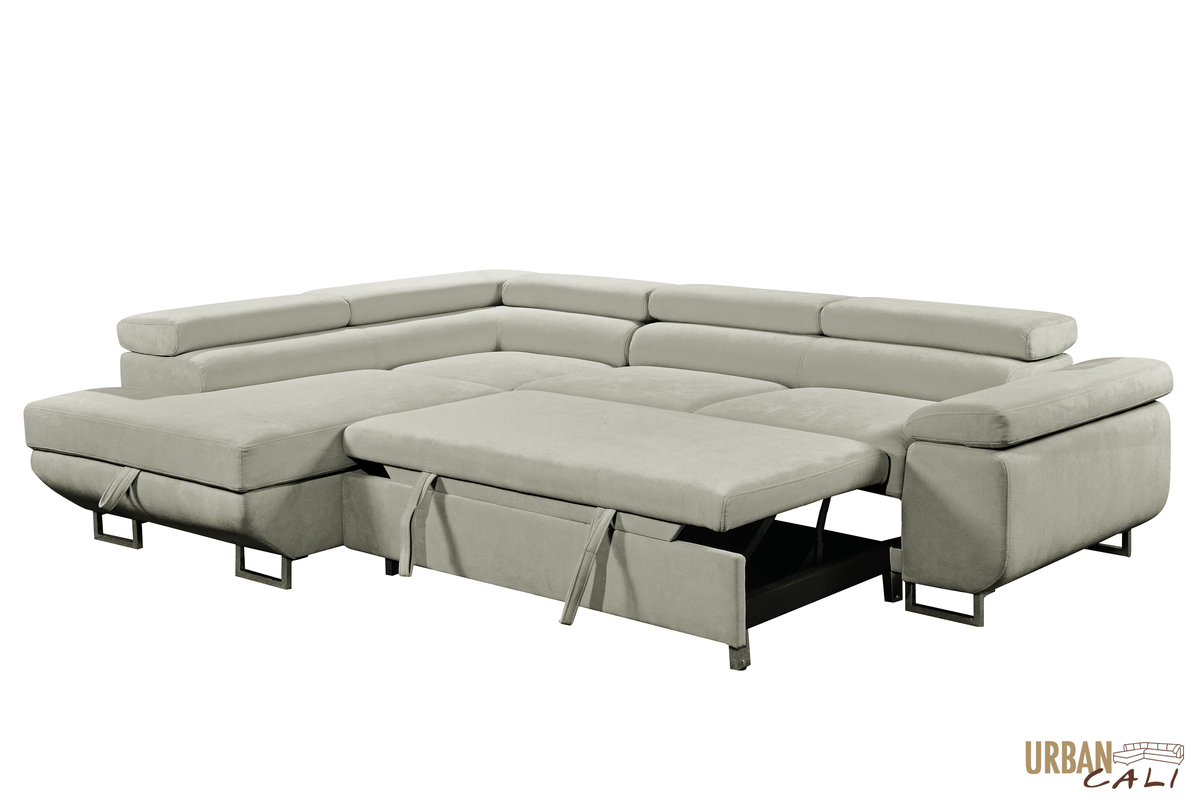 Urban Cali Hollywood 107.5" Wide Sleeper Sectional Sofa Bed with Adjustable Headrests and Storage Chaise, image 35