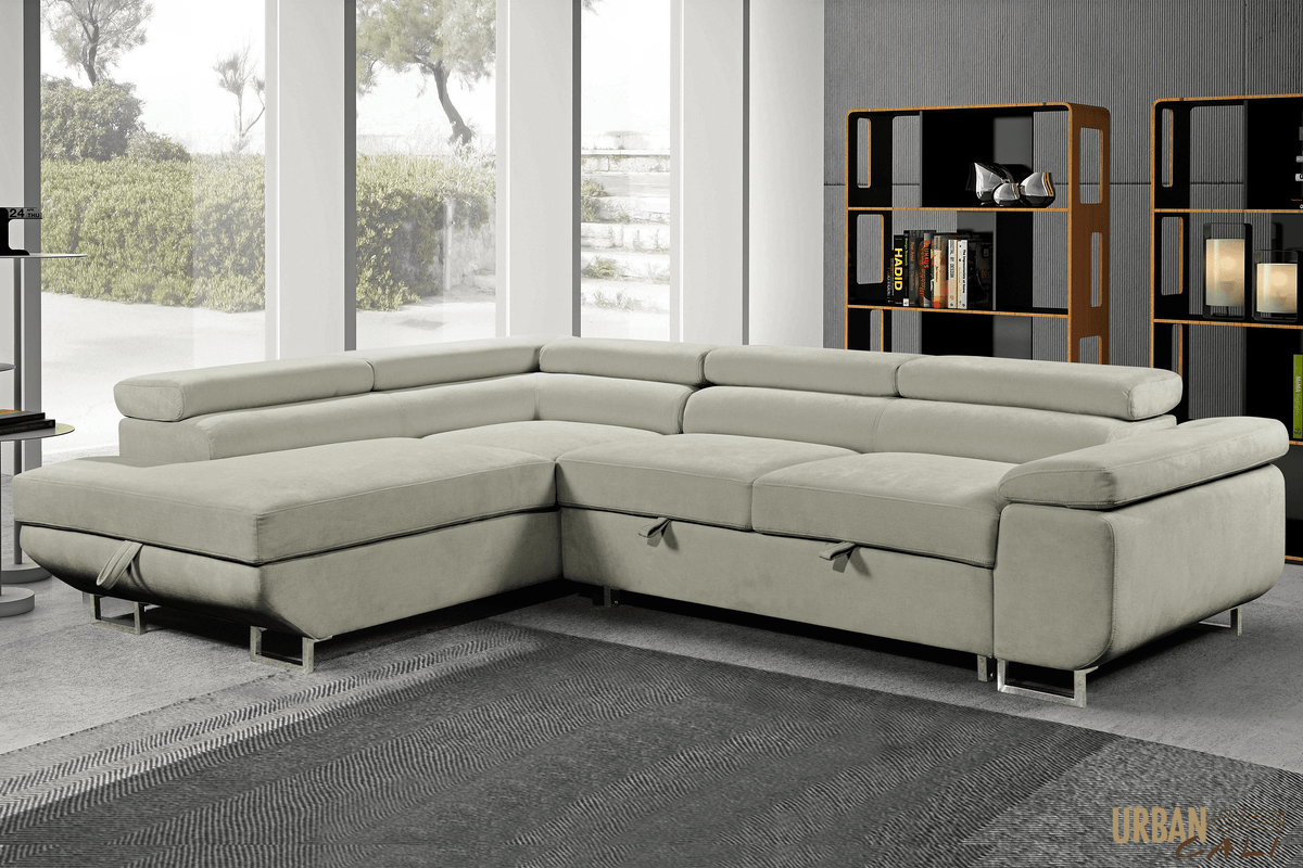 Urban Cali Hollywood 107.5" Wide Sleeper Sectional Sofa Bed with Adjustable Headrests and Storage Chaise, image 31