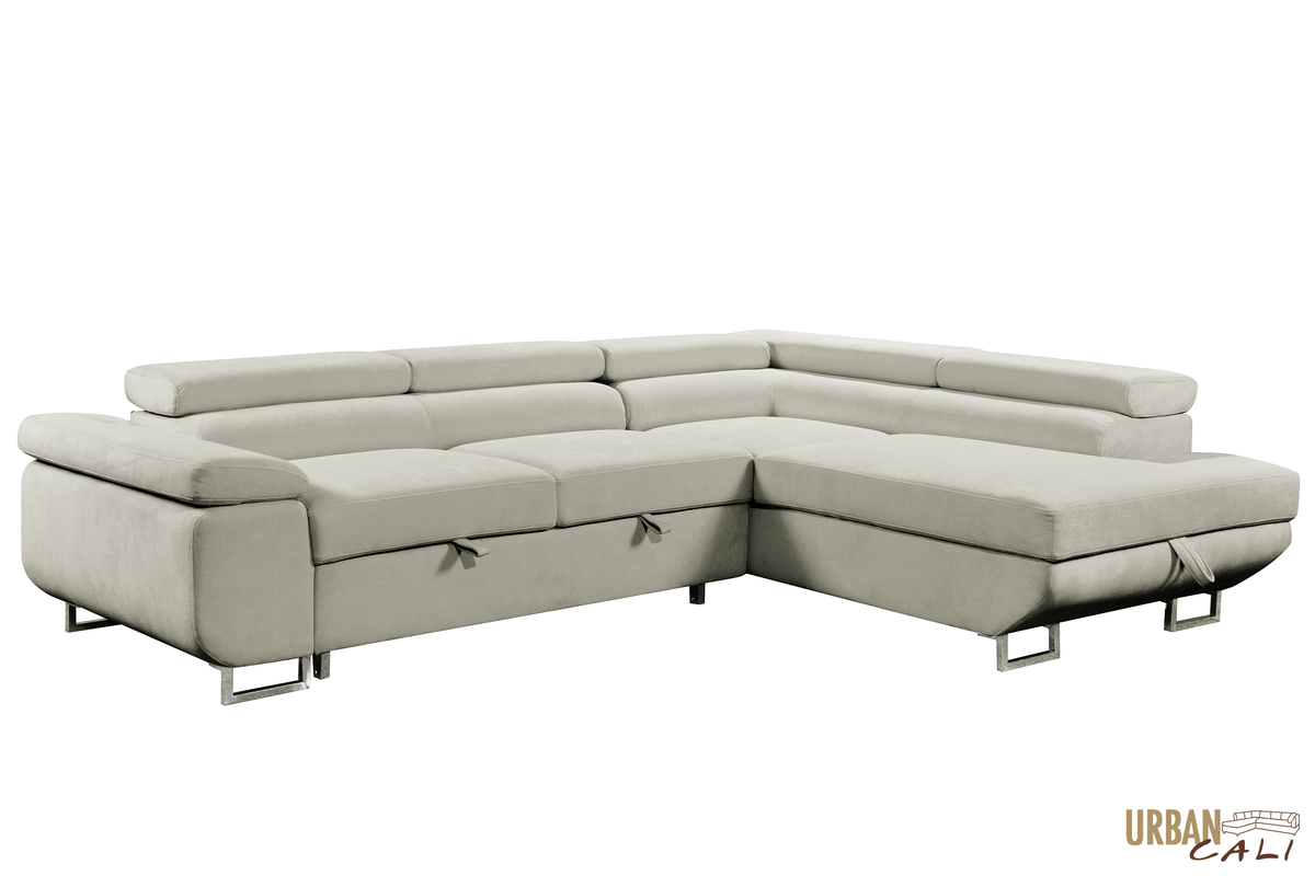 Urban Cali Hollywood 107.5" Wide Sleeper Sectional Sofa Bed with Adjustable Headrests and Storage Chaise, image 28