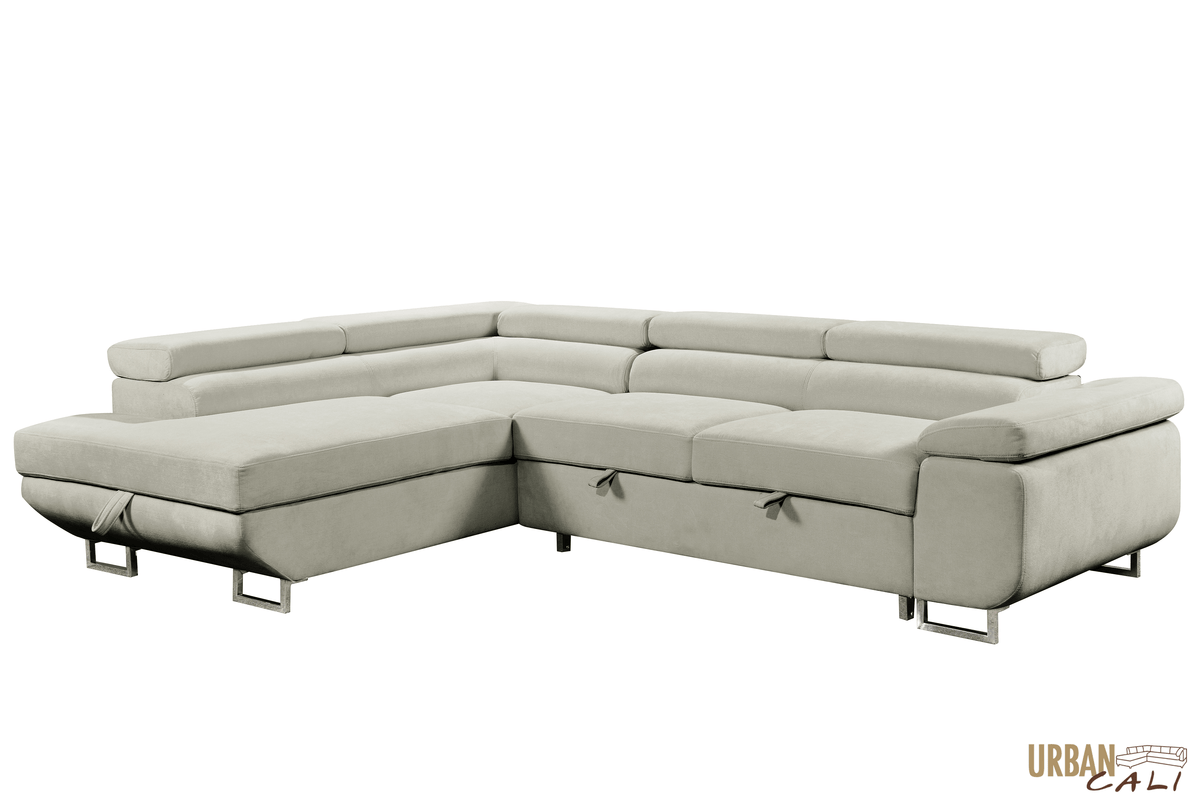 Urban Cali Hollywood 107.5" Wide Sleeper Sectional Sofa Bed with Adjustable Headrests and Storage Chaise, image 34