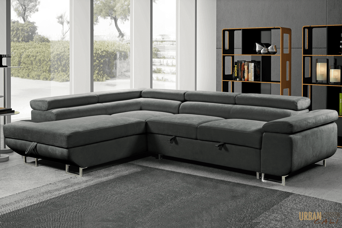 Urban Cali Hollywood 107.5" Wide Sleeper Sectional Sofa Bed with Adjustable Headrests and Storage Chaise, image 21